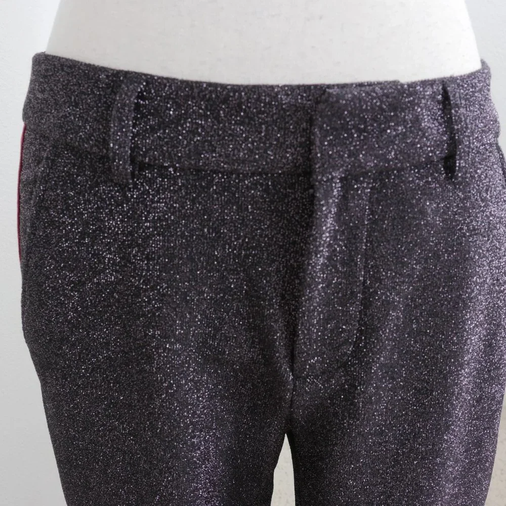Scotch & Soda Black Red Wine Side Stripe Metallic Glitter Low Rise Size SZ Pant - Picture 15 of 16